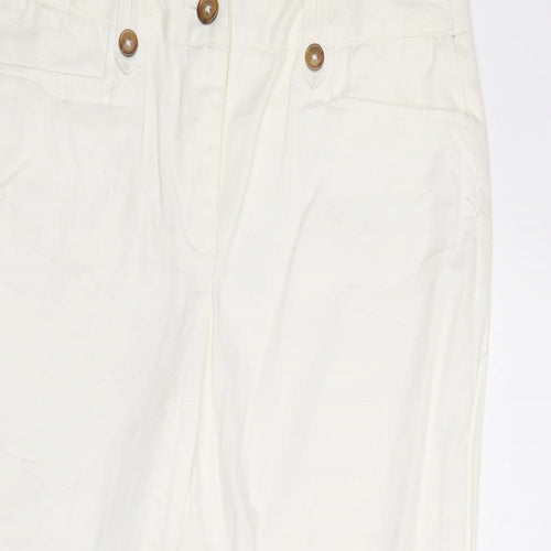 Counterparts Womens White Cotton Cropped Trousers Size 8 Regular Zip