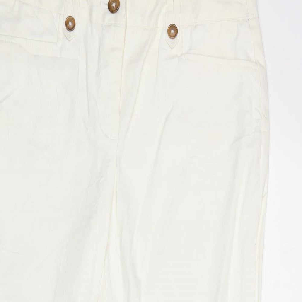Counterparts Womens White Cotton Cropped Trousers Size 8 Regular Zip