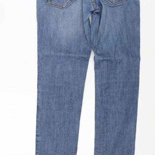 H&M Womens Blue Cotton Straight Jeans Size 24 in Regular Zip