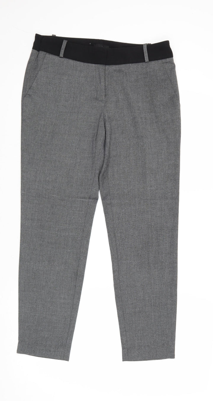 Warehouse Womens Grey Polyester Chino Trousers Size 10 Regular Zip