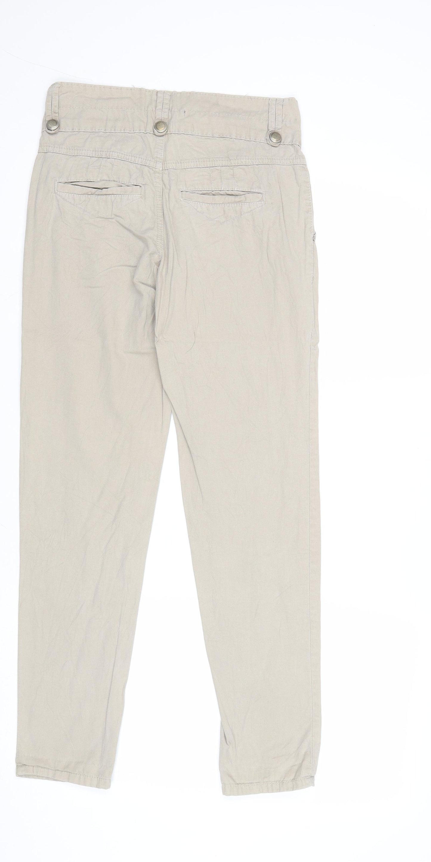 TALLY WEiJL Womens Beige Cotton Trousers Size 28 in Regular Zip