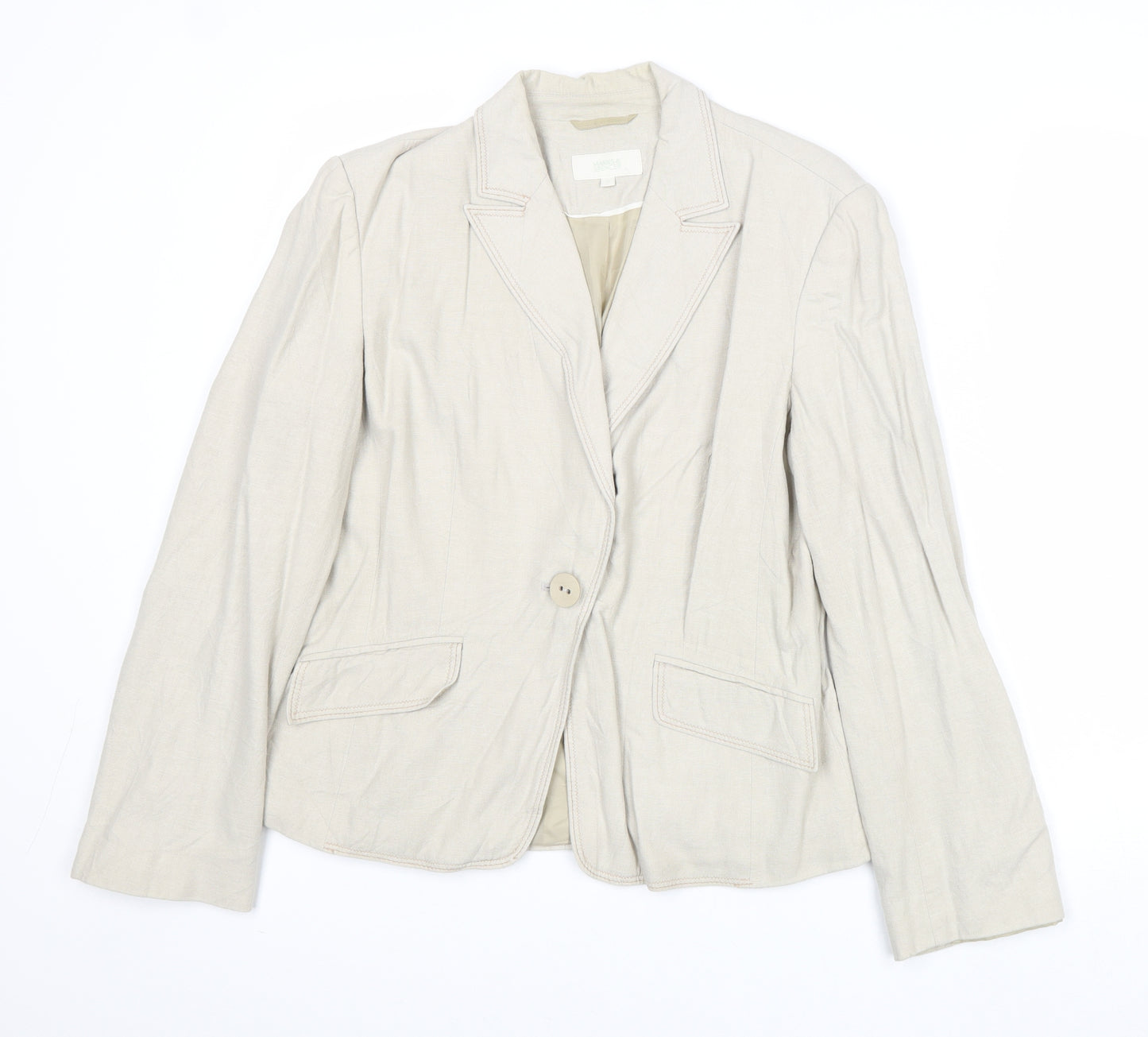 Marks and Spencer Womens Beige Jacket Blazer Size 12 Button