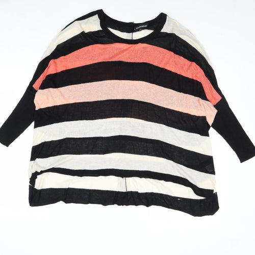 Warehouse Womens Multicoloured Boat Neck Striped Viscose Pullover Jumper Size 6
