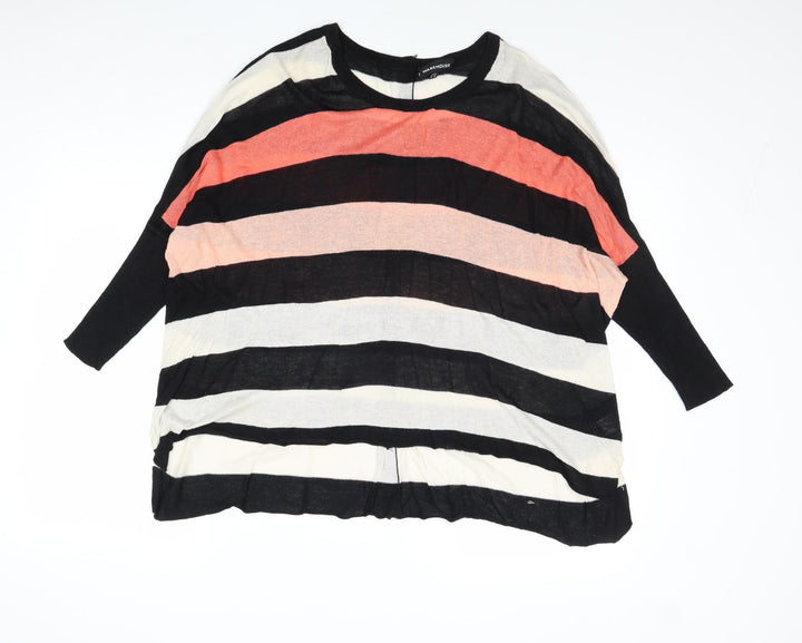 Warehouse Womens Multicoloured Boat Neck Striped Viscose Pullover Jumper Size 6