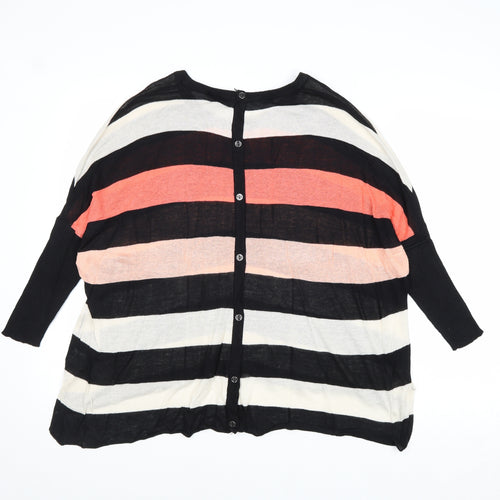 Warehouse Womens Multicoloured Boat Neck Striped Viscose Pullover Jumper Size 6