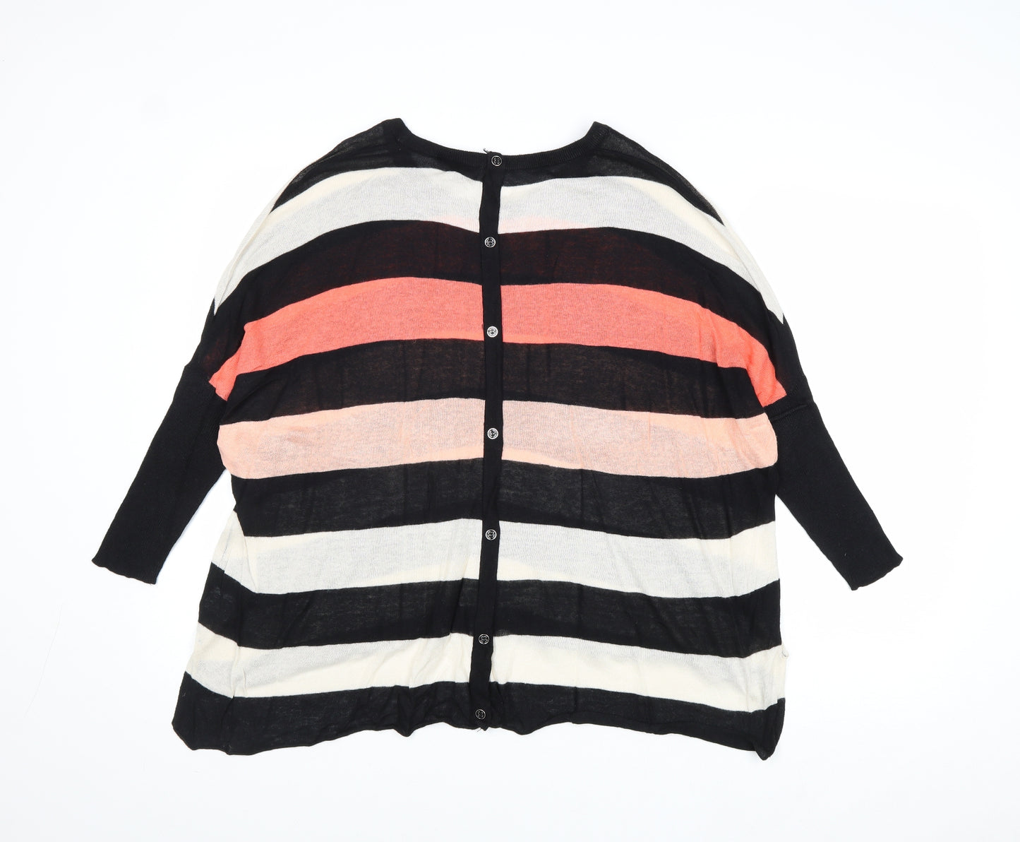Warehouse Womens Multicoloured Boat Neck Striped Viscose Pullover Jumper Size 6