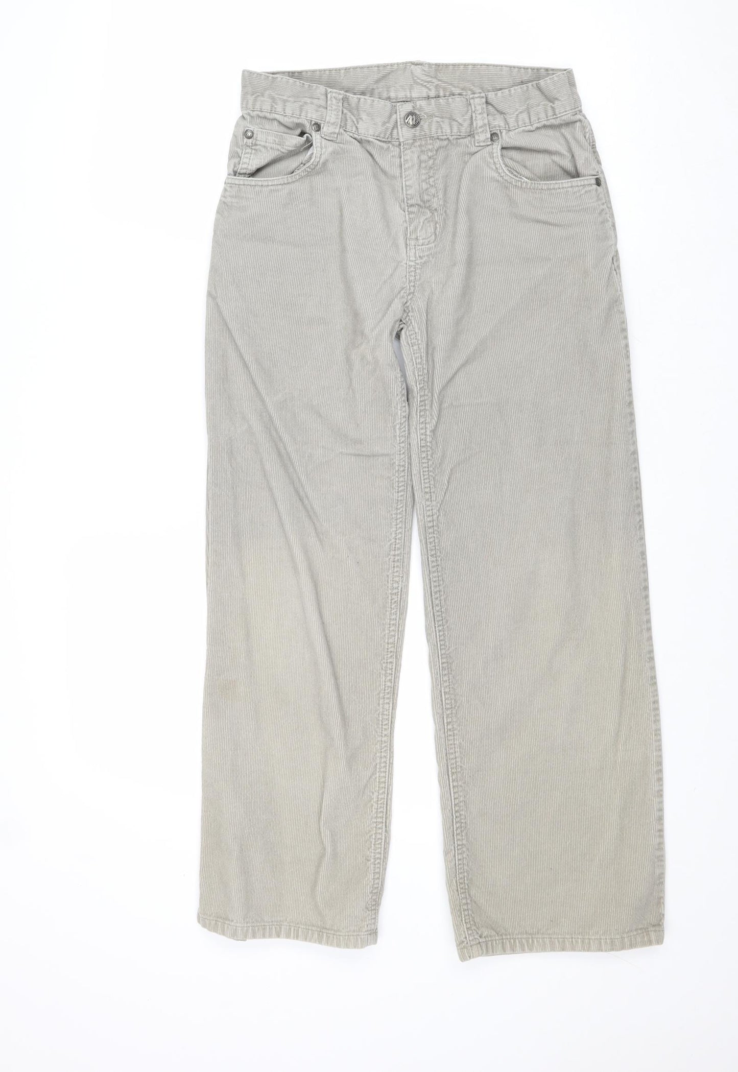 NEXT Boys Grey Cotton Chino Trousers Size 12 Years Regular Zip