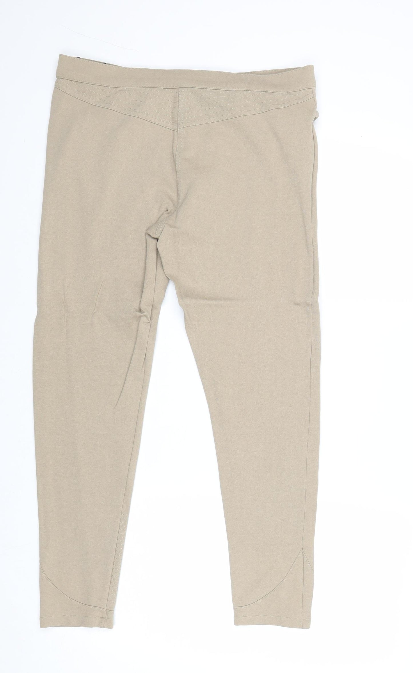 Marks and Spencer Womens Beige Viscose Trousers Size 14 Regular Zip