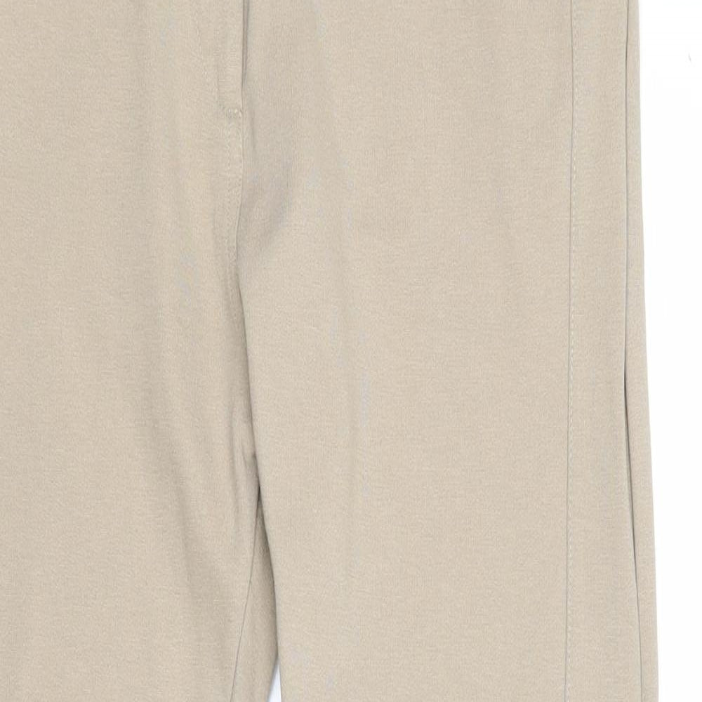 Marks and Spencer Womens Beige Viscose Trousers Size 14 Regular Zip