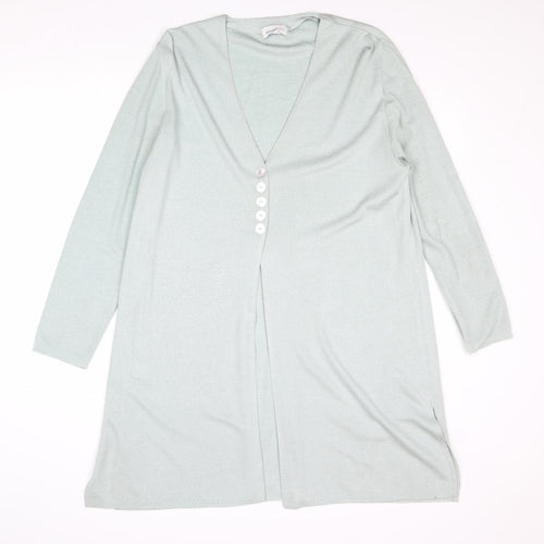 Antonia Nash Womens Blue V-Neck Acrylic Cardigan Jumper Size M