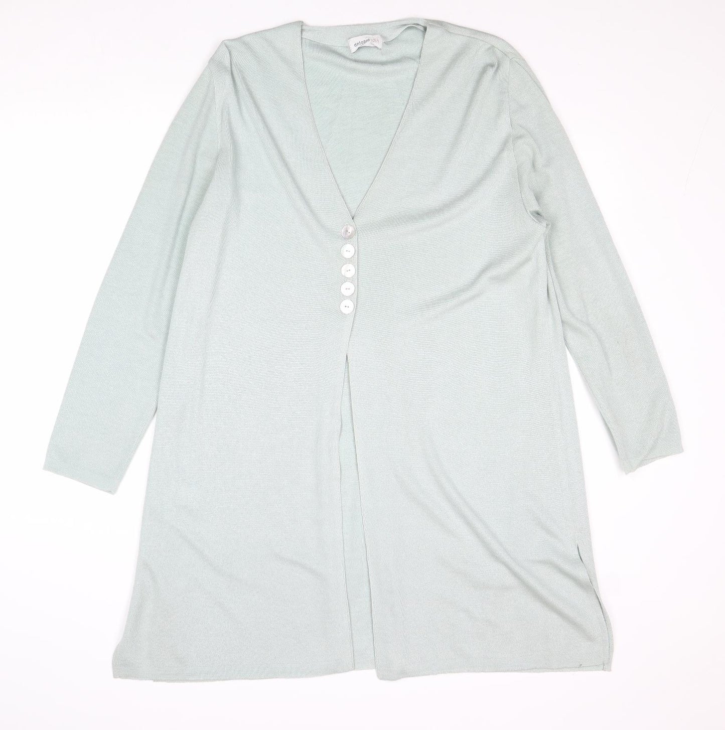 Antonia Nash Womens Blue V-Neck Acrylic Cardigan Jumper Size M