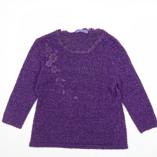 Autonomy Womens Purple Round Neck Polyester Pullover Jumper Size M - Size M-L