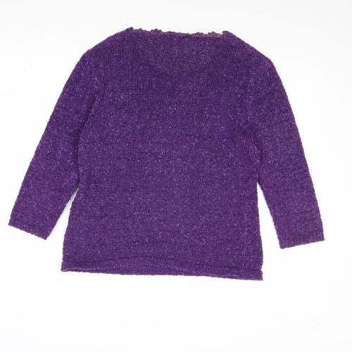 Autonomy Womens Purple Round Neck Polyester Pullover Jumper Size M - Size M-L