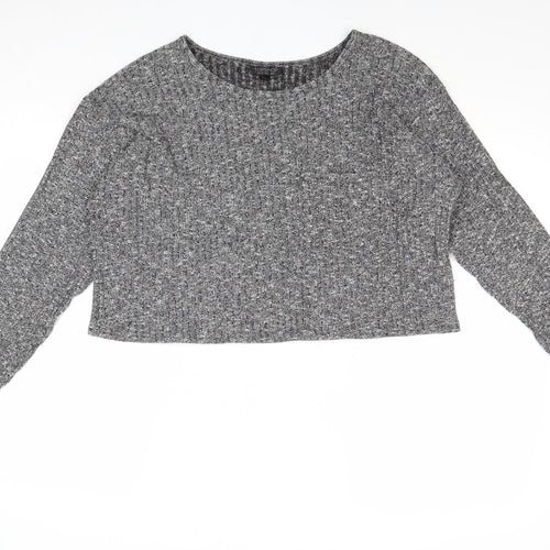 Topshop Womens Grey Round Neck Polyester Pullover Jumper Size 12