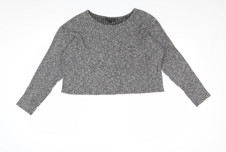 Topshop Womens Grey Round Neck Polyester Pullover Jumper Size 12