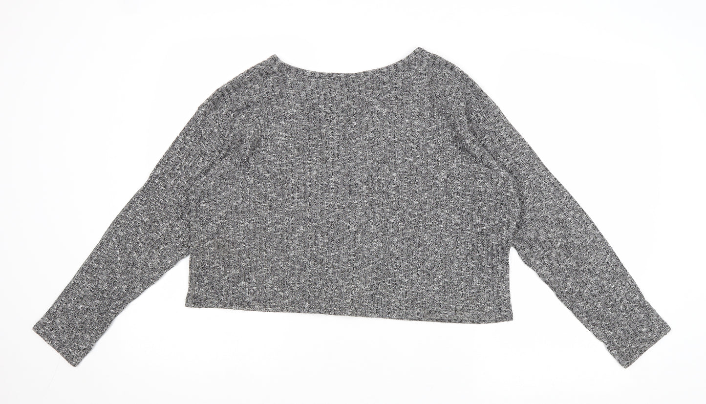Topshop Womens Grey Round Neck Polyester Pullover Jumper Size 12