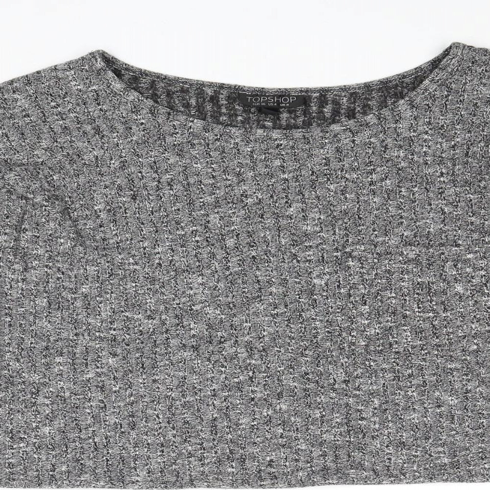 Topshop Womens Grey Round Neck Polyester Pullover Jumper Size 12
