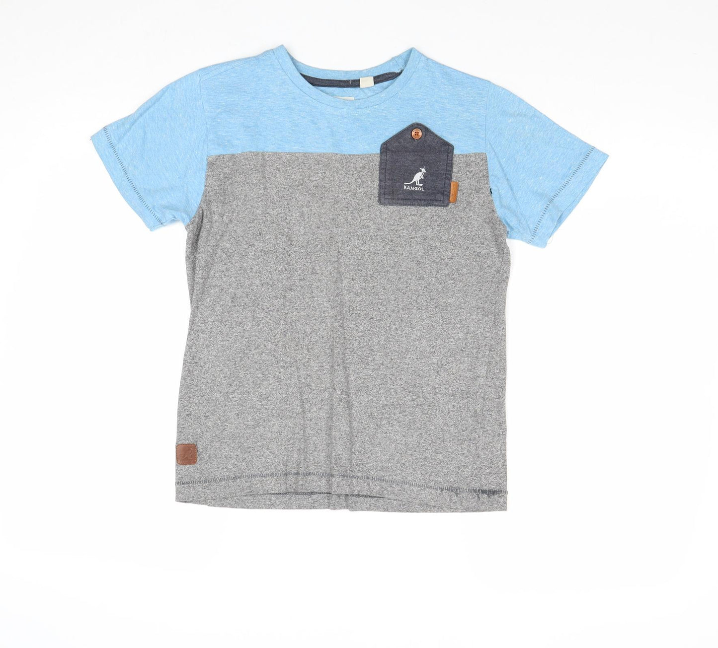 Kangol Boys Grey Geometric Cotton Basic T-Shirt Size 11-12 Years Round Neck Pullover