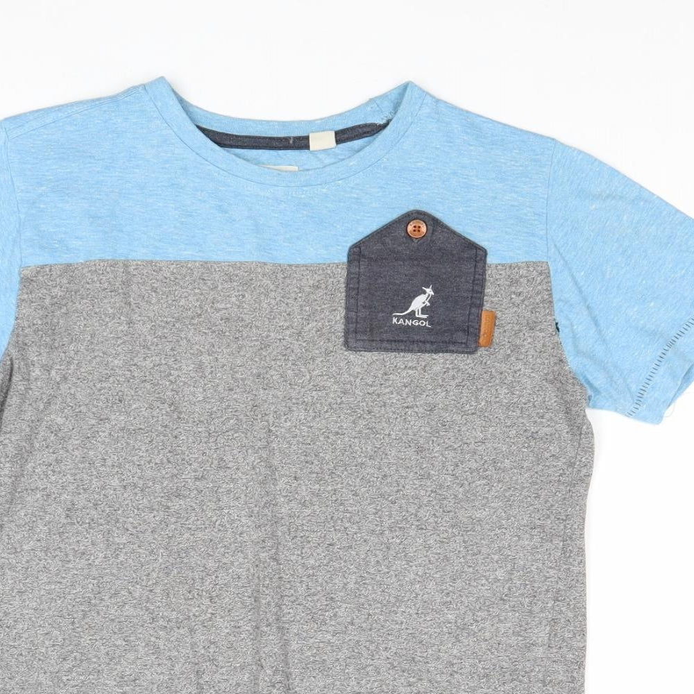 Kangol Boys Grey Geometric Cotton Basic T-Shirt Size 11-12 Years Round Neck Pullover