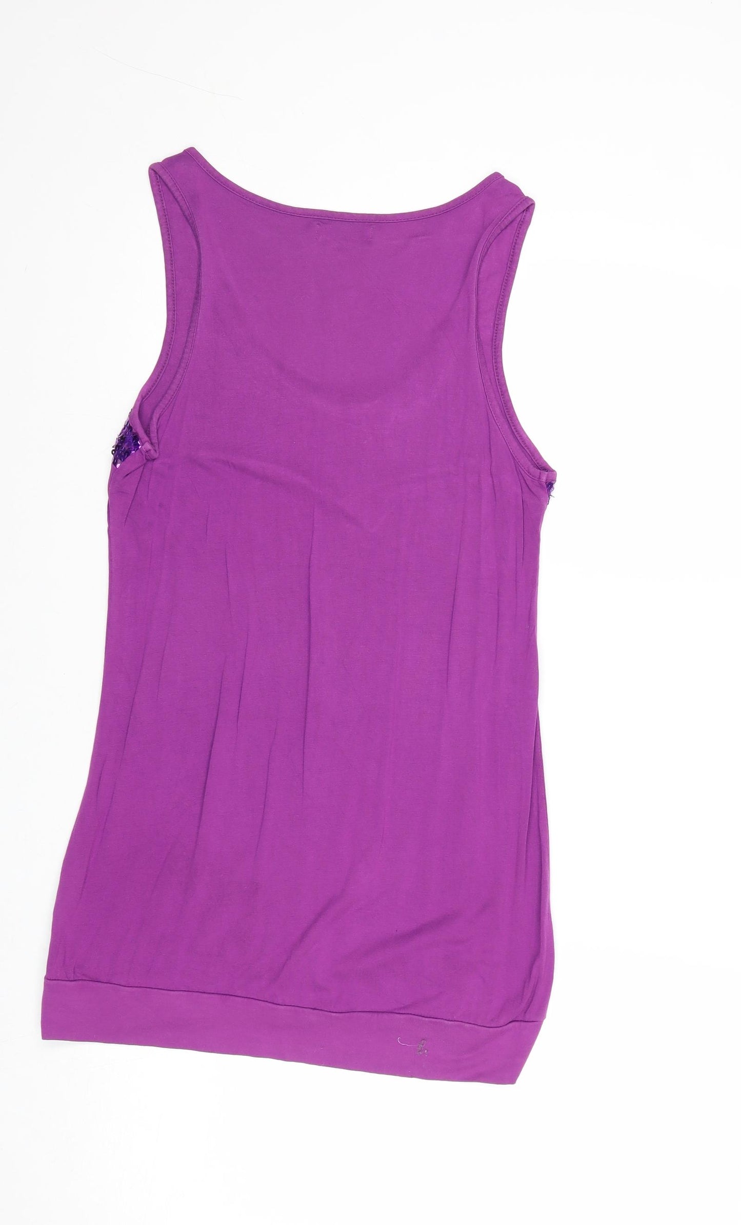 VILA Womens Purple Viscose Basic Tank Size L Round Neck