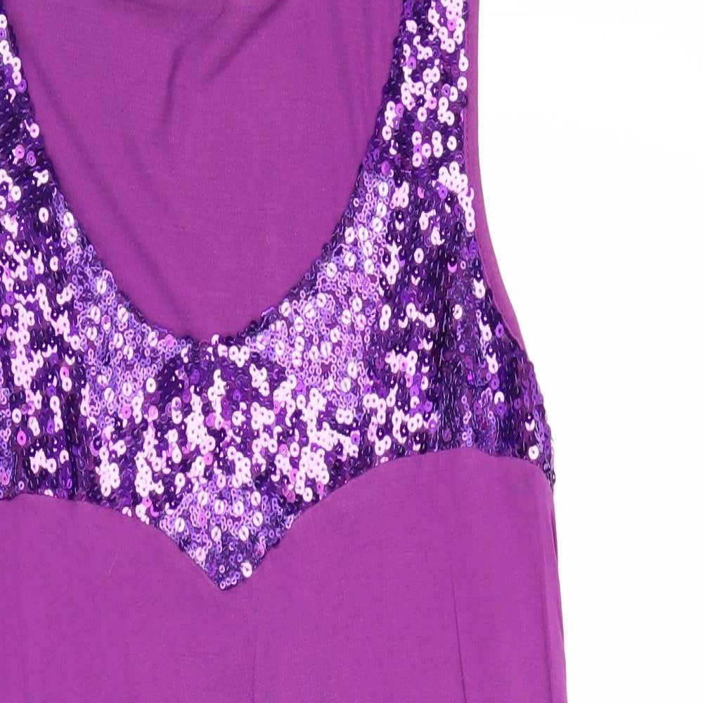 VILA Womens Purple Viscose Basic Tank Size L Round Neck