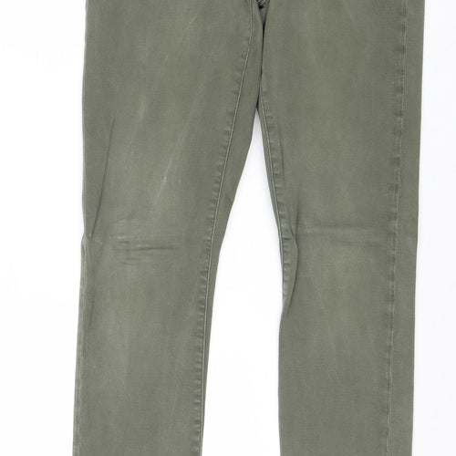 H&M Womens Green Cotton Skinny Jeans Size 33 in Regular Zip