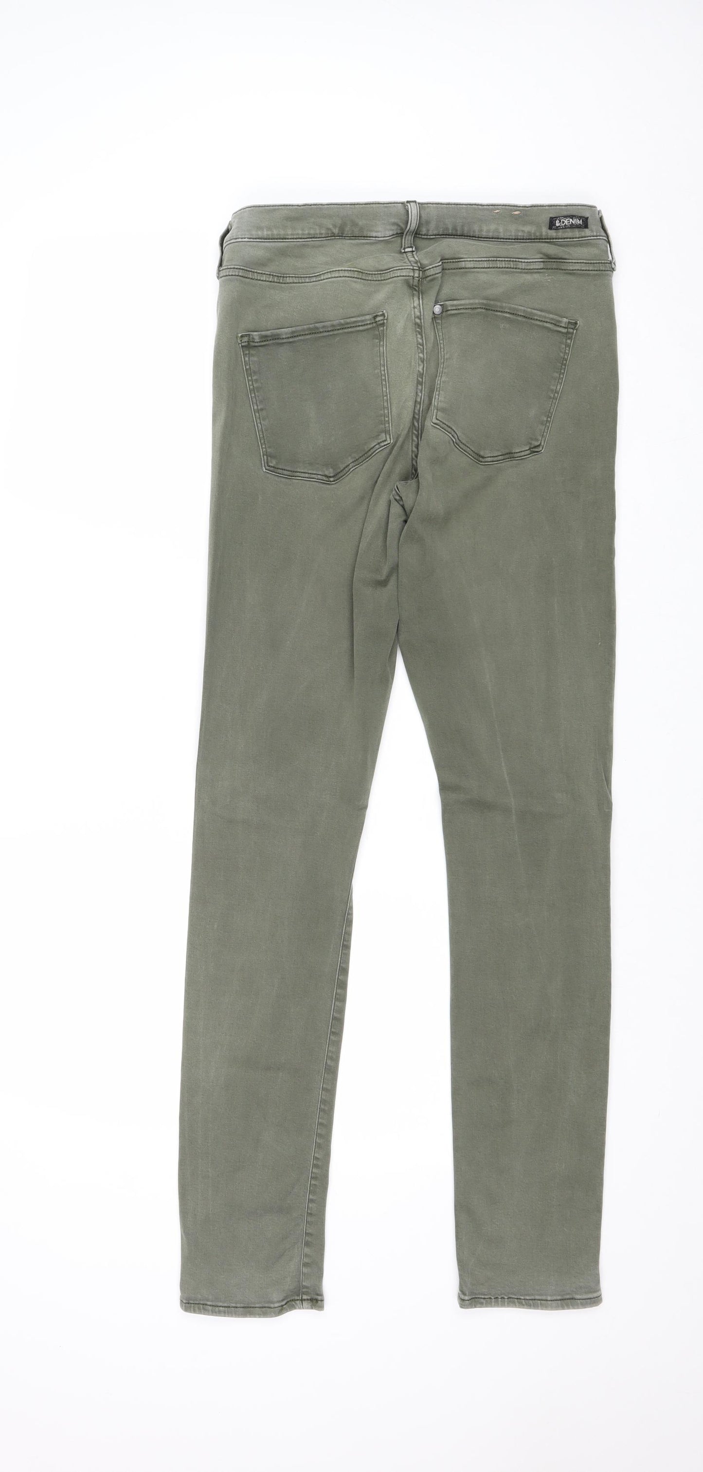 H&M Womens Green Cotton Skinny Jeans Size 33 in Regular Zip