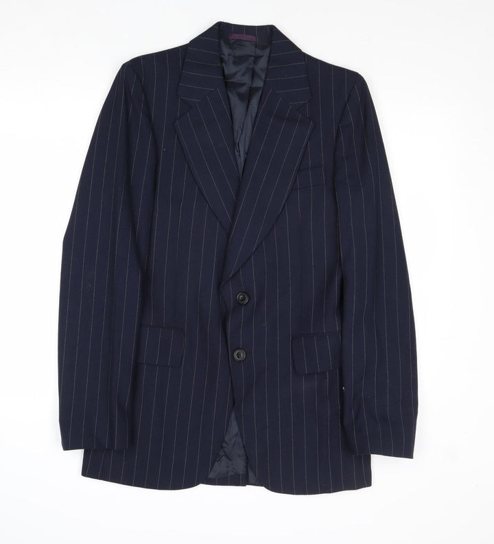 Mitchel Walker Mens Blue Striped Wool Jacket Suit Jacket Size 34 Regular