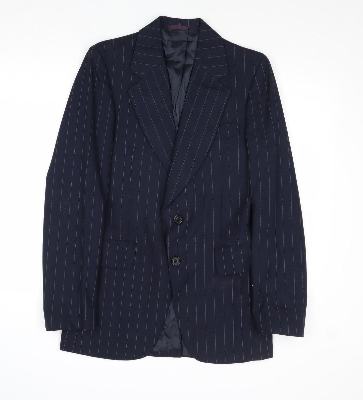 Mitchel Walker Mens Blue Striped Wool Jacket Suit Jacket Size 34 Regular