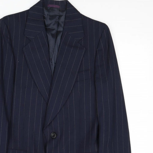 Mitchel Walker Mens Blue Striped Wool Jacket Suit Jacket Size 34 Regular