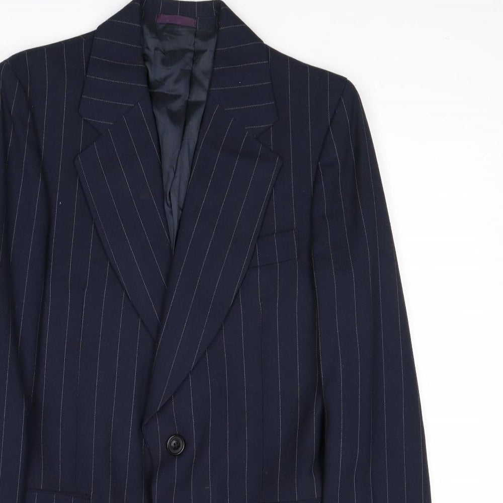 Mitchel Walker Mens Blue Striped Wool Jacket Suit Jacket Size 34 Regular