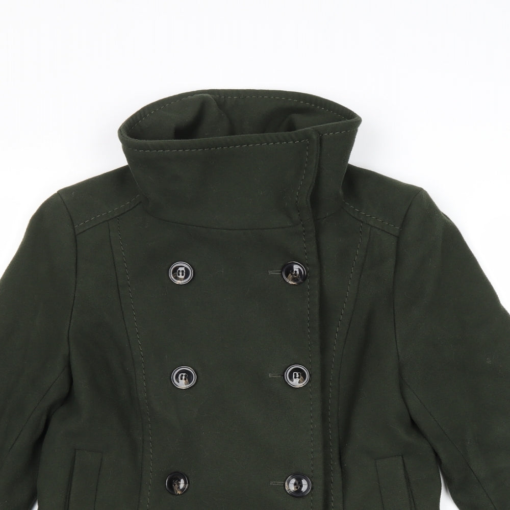 H&M Womens Green Pea Coat Coat Size 10 Button