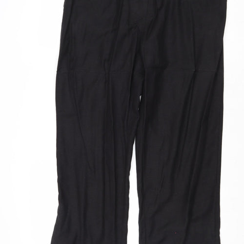 Anthology Womens Black Cotton Trousers Size 32 in Regular Drawstring