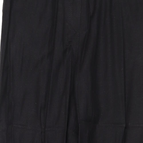 Anthology Womens Black Cotton Trousers Size 32 in Regular Drawstring