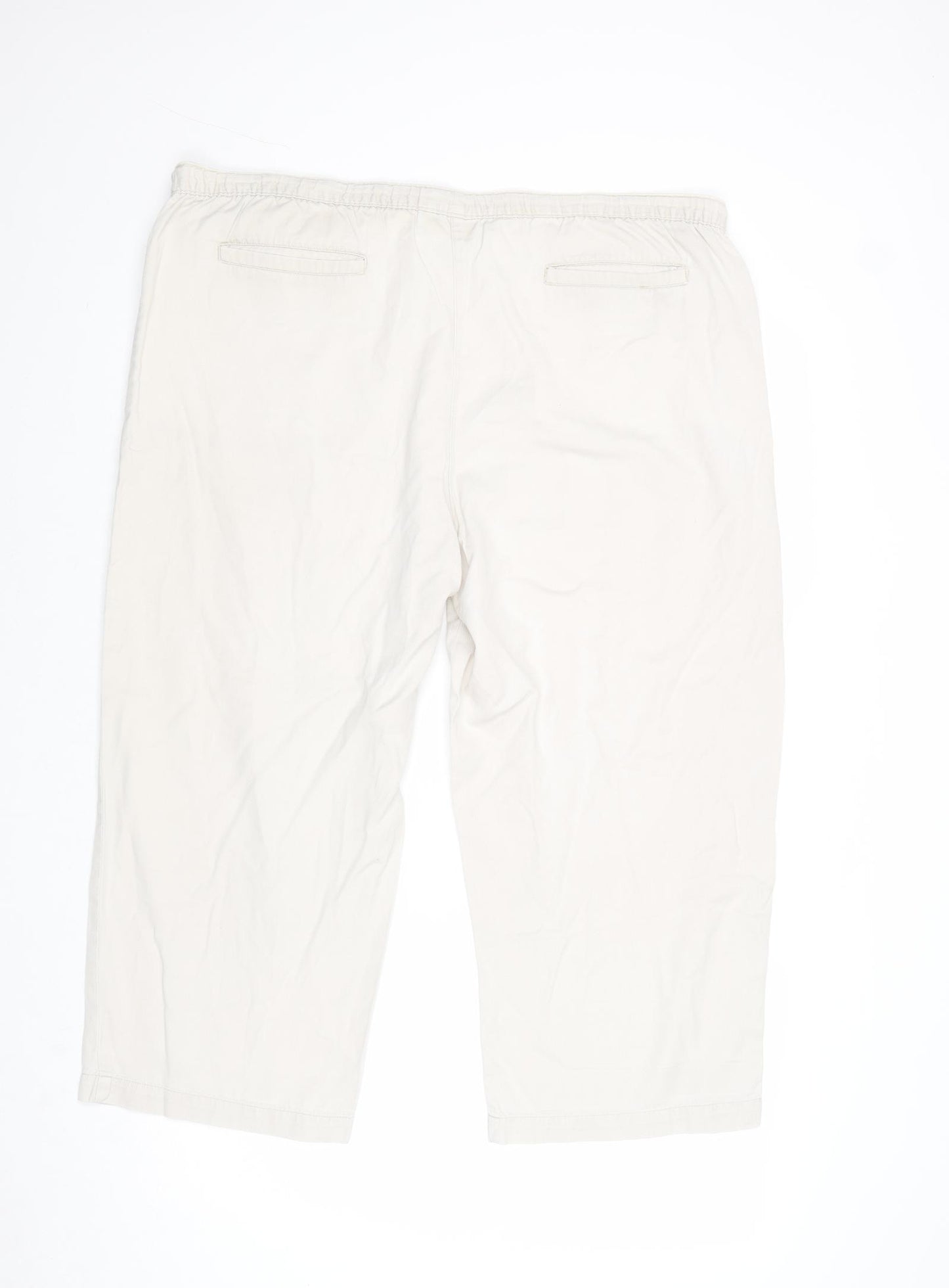 Essentials Womens Beige Cotton Cropped Trousers Size 16 Regular Drawstring