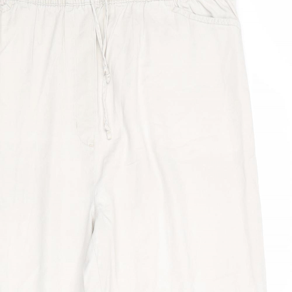 Essentials Womens Beige Cotton Cropped Trousers Size 16 Regular Drawstring