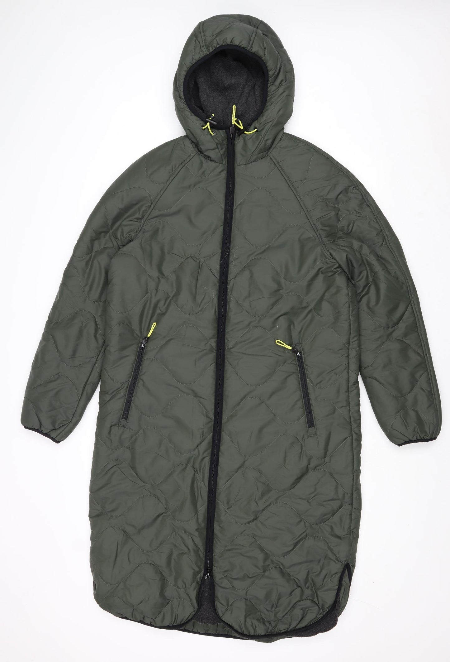 Marks and Spencer Womens Green Quilted Coat Size 8 Zip