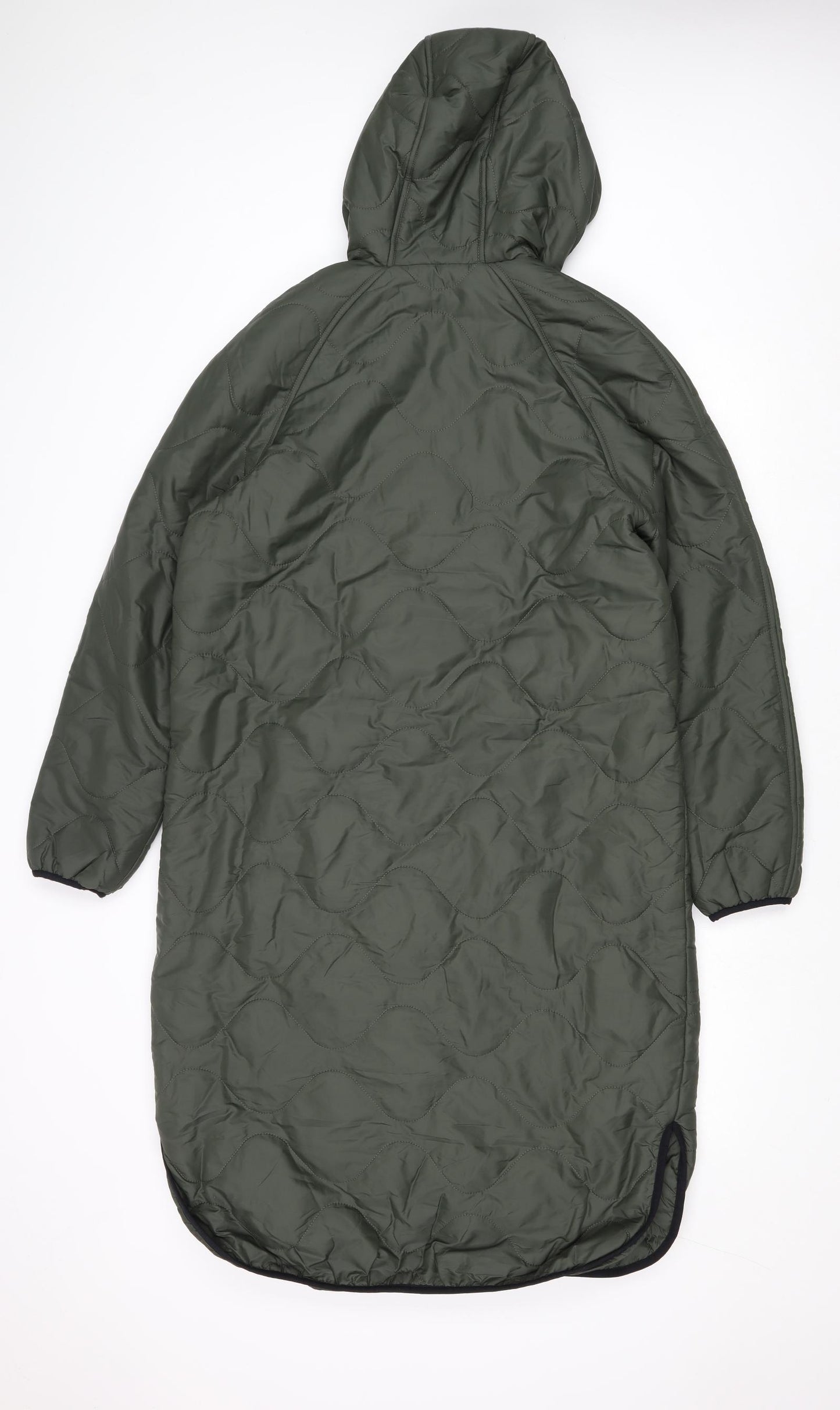 Marks and Spencer Womens Green Quilted Coat Size 8 Zip