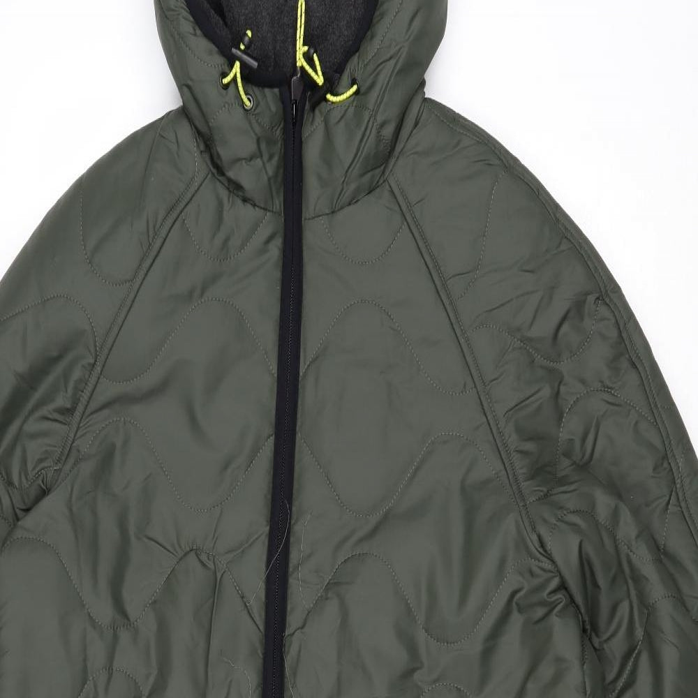 Marks and Spencer Womens Green Quilted Coat Size 8 Zip