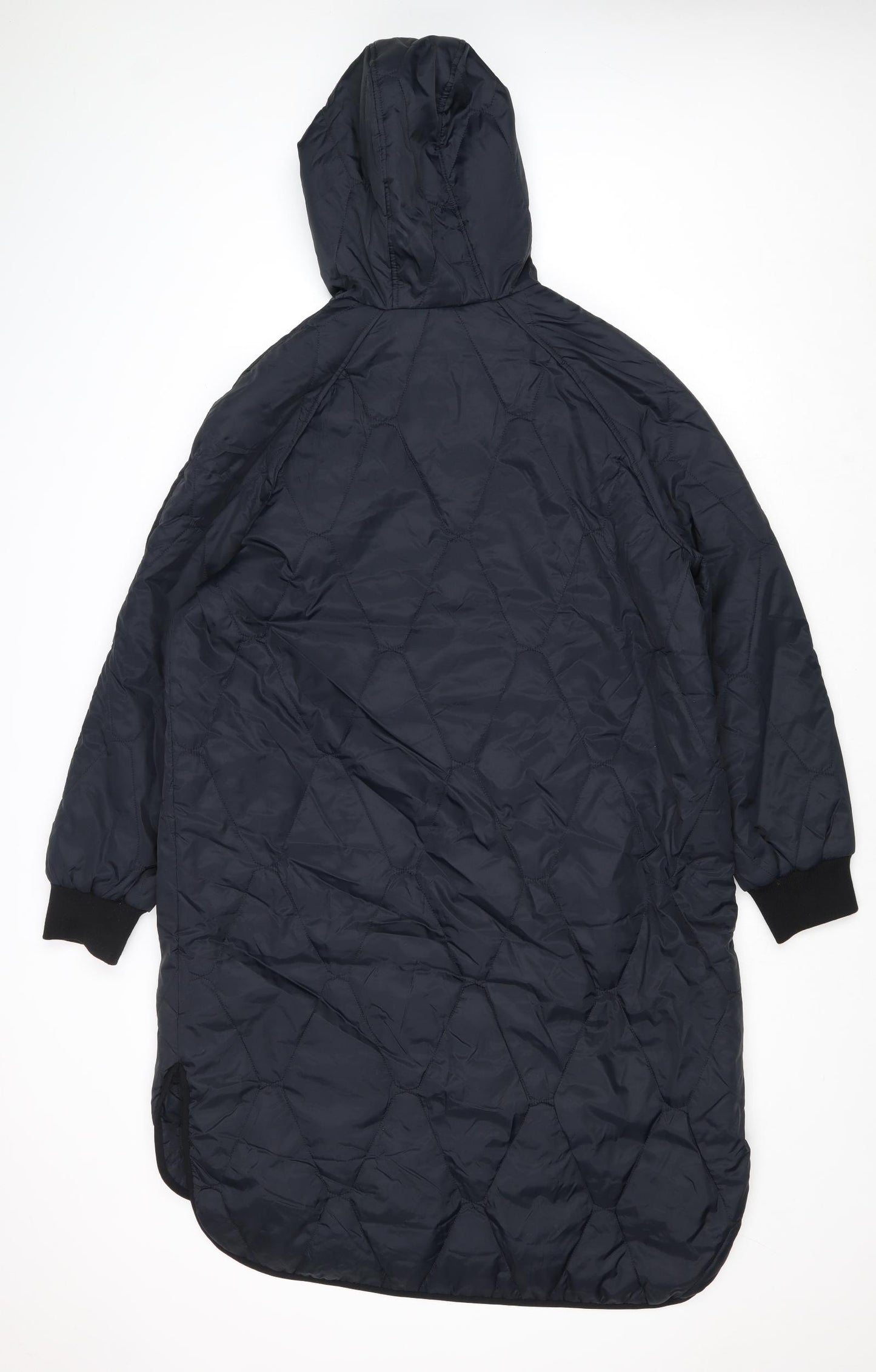 Marks and Spencer Womens Blue Quilted Coat Size 14 Zip