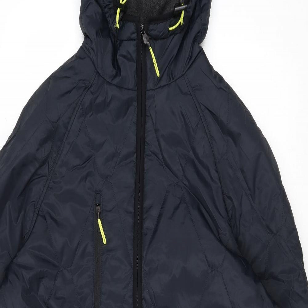 Marks and Spencer Womens Blue Quilted Coat Size 14 Zip