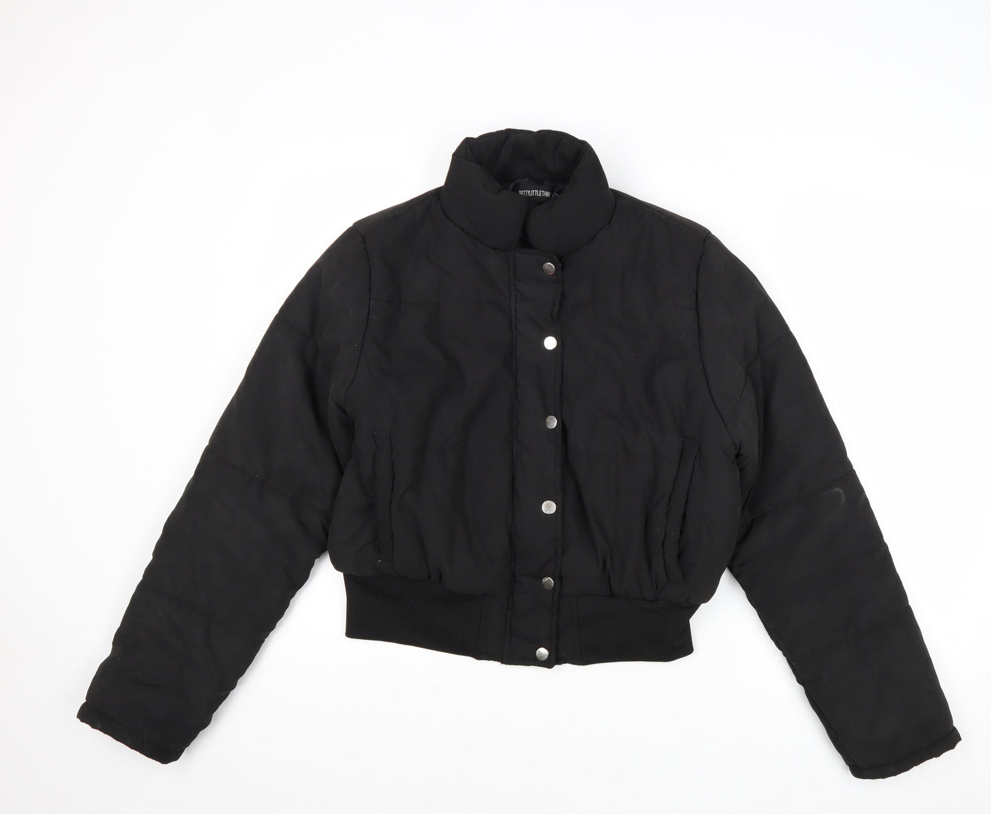 PRETTYLITTLETHING Womens Black Bomber Jacket Jacket Size 12 Zip