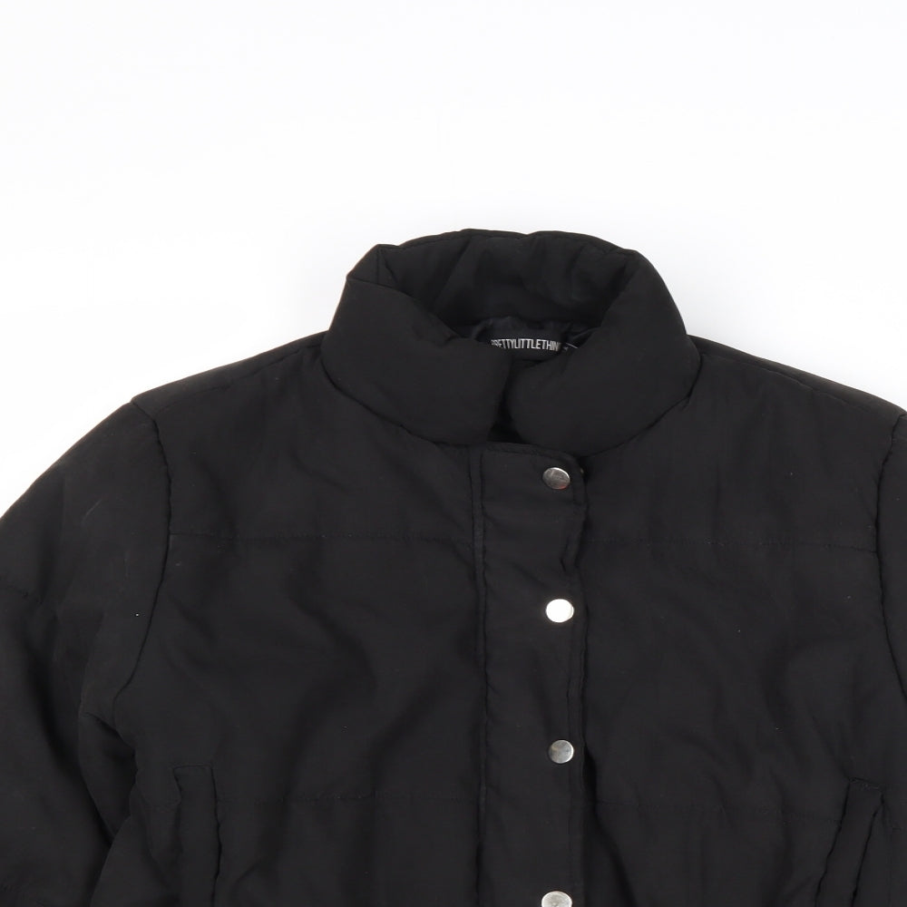 PRETTYLITTLETHING Womens Black Bomber Jacket Jacket Size 12 Zip