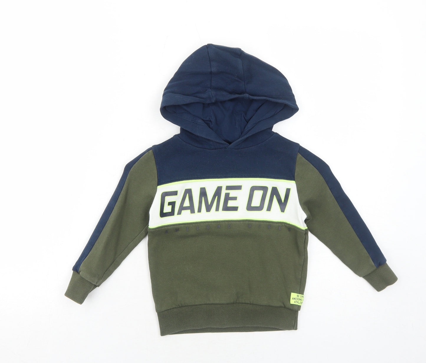 C&A Boys Green Cotton Pullover Hoodie Size 4-5 Years Pullover - Game On