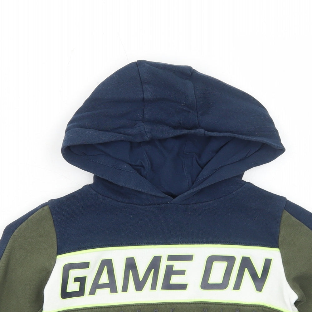C&A Boys Green Cotton Pullover Hoodie Size 4-5 Years Pullover - Game On