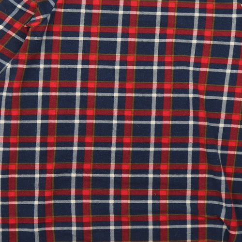 Glamorous Womens Blue Plaid Polyester Trapeze & Swing Size 10 Round Neck Pullover