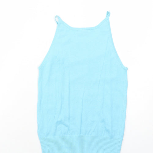 West One Womens Blue Acrylic Basic Tank Size 12 Round Neck