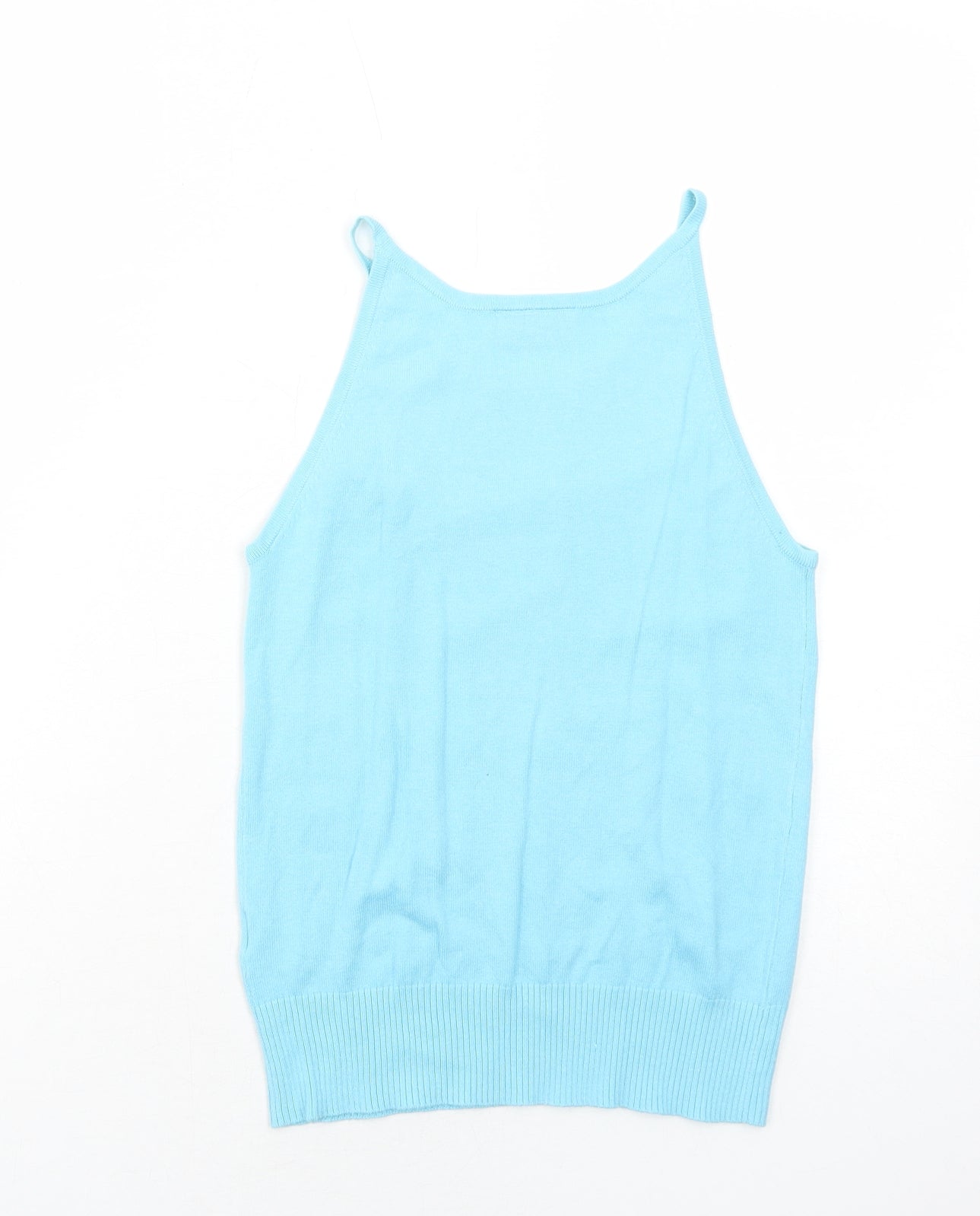 West One Womens Blue Acrylic Basic Tank Size 12 Round Neck