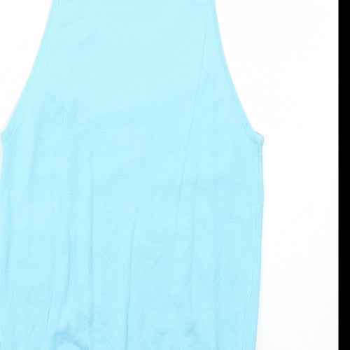 West One Womens Blue Acrylic Basic Tank Size 12 Round Neck