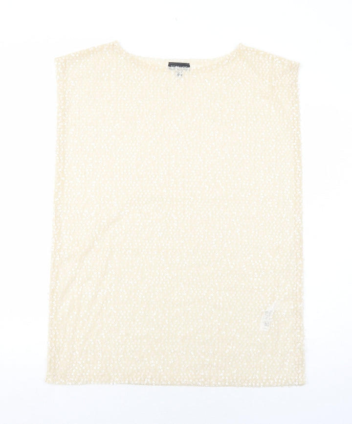 Topshop Womens Ivory Polyester Basic Tank Size 8 Round Neck